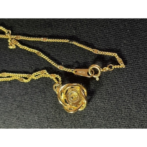 925 Silver Moissanite Necklace in Gold Tone - Picture 6 of 9